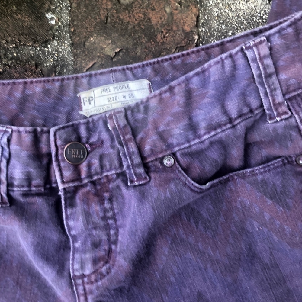 free people purple print skinny jeans sz 25 - Picture 5 of 6